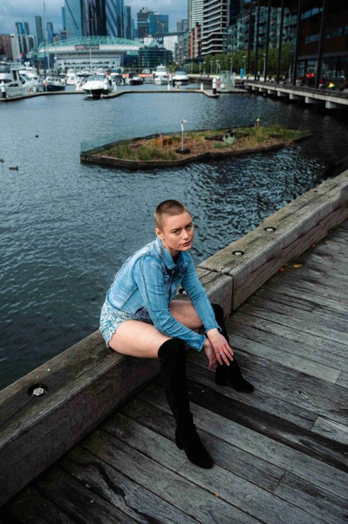 Cinematic waterfront portrait